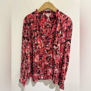Nanette Lepore Floral Blouse in Pink and Black